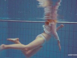 Magnificent erotic Horny teen enchantress Melisa Darkova swimming nude alone
