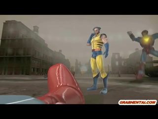 Wolverine 3d animation baisée à partir de derrière en la dehors