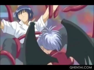Busty Hentai Maid Riding dick On The Table In Gangbang