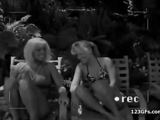 Lustful girlfriends gets DP and facialized at pool