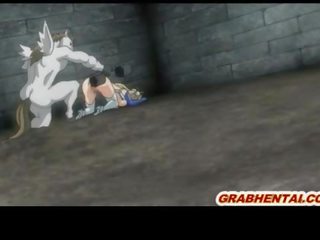 Hentai công chúa với bigboobs tàn nhẫn fucked lược qua ngựa con quái vật