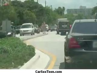 Amateur teen adolescent hitch hiking for a ride and gets the ultimate car fucking 18