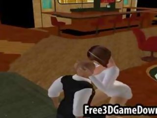 Grand 3d cartoon brunette fucking sucking a big