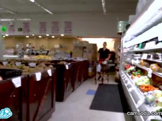 Teen Tit Flash and Lesbian x rated video in Supermarket