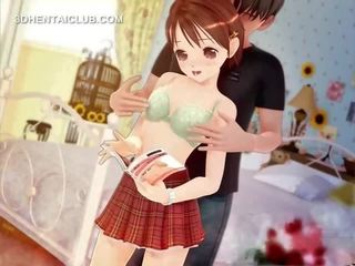 Delicate anime adolescent stripped už x įvertinti filmas ir papai teased