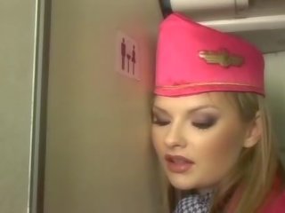 Nice blonde stewardess sucking peter onboard
