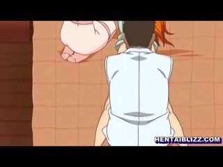 Japoniškas hentai gauna masažas į jos analinis ir putė iki healer
