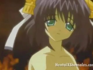 Green Haired Anime Ladyboy Fucking A Hottie Chick`s Tight Snatch