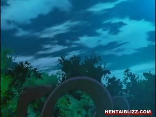 Busty Anime Caught And Tentacles Fucked In The Forest