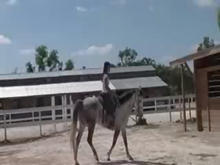 Poulette à partir de thaïlande chevauchée une cheval