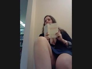 She shows Herself Cumming In Library
