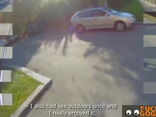 Russian Blonde Gives A Blowjob In Public