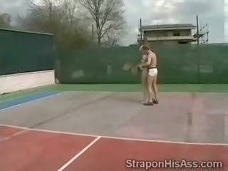 Blonde Tennis Players Ends Sucking Her Trainers cock