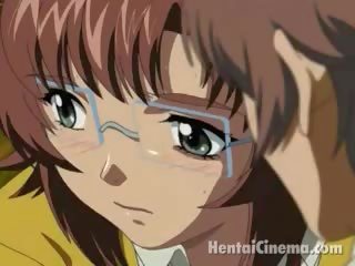 Grand Hentai lassie In Glasses Blowing A Large Schlong In