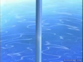 Hentai sweetheart in swimsuit fuck in poolside