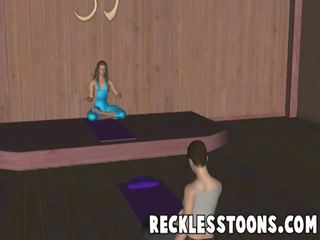 Seksowne kreskówka joga sesja obroty w seksowne 3d pieprzyć sesja