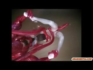 3d anime beccato da mostro tentacoli e succhiato cazzo grosso